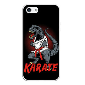 Чехол для iPhone 5/5S матовый с принтом KARATE T-REX в Кировске, Силикон | Область печати: задняя сторона чехла, без боковых панелей | animal | dinosaur | fight | fighter | hunter | karate | red | sport | strong | t rex | боец | бои | динозавр | карате | сила | спорт | тиранозавр | хищник