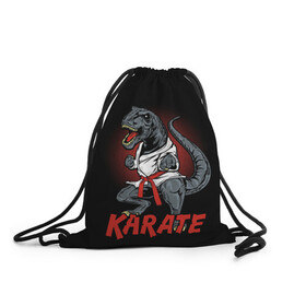 Рюкзак-мешок 3D с принтом KARATE T-REX в Кировске, 100% полиэстер | плотность ткани — 200 г/м2, размер — 35 х 45 см; лямки — толстые шнурки, застежка на шнуровке, без карманов и подкладки | animal | dinosaur | fight | fighter | hunter | karate | red | sport | strong | t rex | боец | бои | динозавр | карате | сила | спорт | тиранозавр | хищник