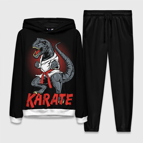 Женский костюм 3D (с толстовкой) с принтом KARATE T REX в Кировске,  |  | animal | dinosaur | fight | fighter | hunter | karate | red | sport | strong | t rex | боец | бои | динозавр | карате | сила | спорт | тиранозавр | хищник