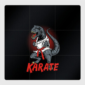 Магнитный плакат 3Х3 с принтом KARATE T-REX в Кировске, Полимерный материал с магнитным слоем | 9 деталей размером 9*9 см | animal | dinosaur | fight | fighter | hunter | karate | red | sport | strong | t rex | боец | бои | динозавр | карате | сила | спорт | тиранозавр | хищник