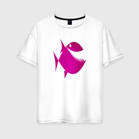 Женская футболка хлопок Oversize с принтом Пиранья в Кировске, 100% хлопок | свободный крой, круглый ворот, спущенный рукав, длина до линии бедер
 | piranha | пиранья | подводный мир | рыба | хищная рыба