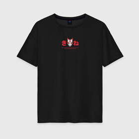 Женская футболка хлопок Oversize с принтом Kitsune - Fox Hunting в Кировске, 100% хлопок | свободный крой, круглый ворот, спущенный рукав, длина до линии бедер
 | fox | japan | litsune | китсуне | лис | лисица | мифы | япония