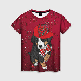 Женская футболка 3D с принтом Cool Dog в Кировске, 100% полиэфир ( синтетическое хлопкоподобное полотно) | прямой крой, круглый вырез горловины, длина до линии бедер | арт | бабочка | графика | животные | звери | кепка | собака