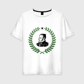 Женская футболка хлопок Oversize с принтом Макс Штирнер в Кировске, 100% хлопок | свободный крой, круглый ворот, спущенный рукав, длина до линии бедер
 | anarchy | spook | stirner | анархизм | исторические личности | философы | штирнер