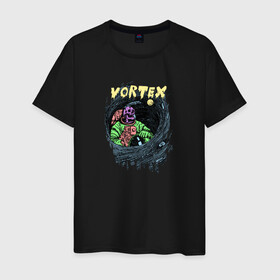 Мужская футболка хлопок с принтом Vortex (colorful)  в Кировске, 100% хлопок | прямой крой, круглый вырез горловины, длина до линии бедер, слегка спущенное плечо. | skull | астронавт | звезды | космонавт | космос | кости | скелет | череп