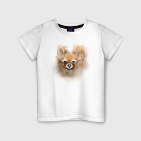 Детская футболка хлопок с принтом Собака Чиихуахуа в Кировске, 100% хлопок | круглый вырез горловины, полуприлегающий силуэт, длина до линии бедер | dog | маленькая_собака | рыжая | собака | чихуахуа