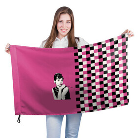 Флаг 3D с принтом Энди Уорхолл Одри Хебберн в Кировске, 100% полиэстер | плотность ткани — 95 г/м2, размер — 67 х 109 см. Принт наносится с одной стороны | завтрак у тиффани | картины | одри хебберн | уорхолл | энди