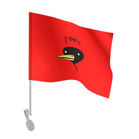 Флаг для автомобиля с принтом Омская Птица в Кировске, 100% полиэстер | Размер: 30*21 см | Тематика изображения на принте: winged doom | вингедум | мемы | омск | птица