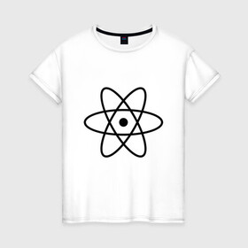 Женская футболка хлопок с принтом Атом в Кировске, 100% хлопок | прямой крой, круглый вырез горловины, длина до линии бедер, слегка спущенное плечо | атом | вещество | наука | физика | химия | частица | ядро