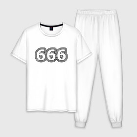 Мужская пижама хлопок с принтом 666 в Кировске, 100% хлопок | брюки и футболка прямого кроя, без карманов, на брюках мягкая резинка на поясе и по низу штанин
 | 666 | апокалипсис | дъявол | число | шесть