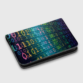 Картхолдер с принтом с принтом Бинарный код в Кировске, натуральная матовая кожа | размер 7,3 х 10 см; кардхолдер имеет 4 кармана для карт; | binary | code | бинарный | еденица | код | ноль | последовательность | программа