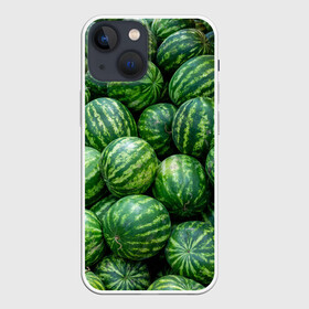 Чехол для iPhone 13 mini с принтом Арбузы в Кировске,  |  | арбуз | арбузы | зеленый | много | текстура | фрукт | ягода