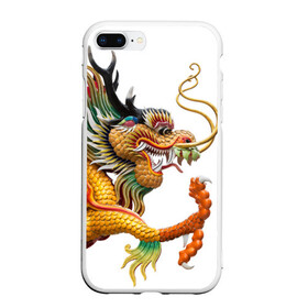 Чехол для iPhone 7Plus/8 Plus матовый с принтом Желтый китайский дракон 3D в Кировске, Силикон | Область печати: задняя сторона чехла, без боковых панелей | азиатский дракон | дракон | дракон 3d | дракон 3д | желтый | желтый азиатский дракон | желтый дракон | желтый китайский дракон | желтый японский дракон | золотой | золотой дракон