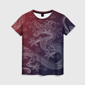 Женская футболка 3D с принтом Традиционный китайский дракон в Кировске, 100% полиэфир ( синтетическое хлопкоподобное полотно) | прямой крой, круглый вырез горловины, длина до линии бедер | азиатский дракон | дракон | китайский дракон | традиционный | традиционный азиатский дракон | традиционный дракон | традиционный китайский дракон | традиционный японский дракон
