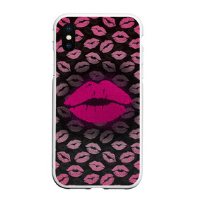 Чехол для iPhone XS Max матовый с принтом Малиновые губы в Кировске, Силикон | Область печати: задняя сторона чехла, без боковых панелей | блестки | блестящий | губки | губы | желтый | звезды | краски | отпечаток | поцелуй | розовый | сверкает