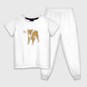 Детская пижама хлопок с принтом Сиба-Ину в Кировске, 100% хлопок |  брюки и футболка прямого кроя, без карманов, на брюках мягкая резинка на поясе и по низу штанин
 | Тематика изображения на принте: домашнее животное | животное | милая собака | сердечко | сиба ину | собака