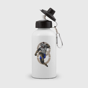 Бутылка спортивная с принтом Тайская панда в Кировске, металл | емкость — 500 мл, в комплекте две пластиковые крышки и карабин для крепления | боец | бой | иллюстрация | муай тай | тайский бокс