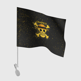 Флаг для автомобиля с принтом Веселый Роджер пиратов Соломенной Шляпы в Кировске, 100% полиэстер | Размер: 30*21 см | anime | manga | one piece | аниме | большой куш | ван пис | весёлый роджер | вон пис | король пиратов | логотип | манга | монки д. луффи | мугивары | перекрещённый костями | пират | пиратский флаг