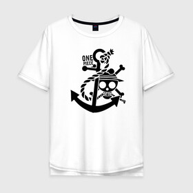 Мужская футболка хлопок Oversize с принтом Пираты Соломенной Шляпы One Piece в Кировске, 100% хлопок | свободный крой, круглый ворот, “спинка” длиннее передней части | anime | manga | one piece | аниме | большой куш | ван пис | весёлый роджер | вон пис | король пиратов | логотип | манга | монки д. луффи | мугивары | перекрещённый костями | пират | пиратский флаг