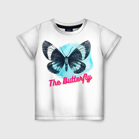 Детская футболка 3D с принтом The Butterfly в Кировске, 100% гипоаллергенный полиэфир | прямой крой, круглый вырез горловины, длина до линии бедер, чуть спущенное плечо, ткань немного тянется | бабочка | голубая бабочка | красивое насекомое | прекрасная бабочка | цветок