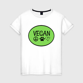 Женская футболка хлопок с принтом Vegan Family в Кировске, 100% хлопок | прямой крой, круглый вырез горловины, длина до линии бедер, слегка спущенное плечо | green | greenpaece | nature | sport | vegan | yoga | веган | вегетарианец | гринпис | еда | животные | жизнь | здоровье | зеленый | йога | мир | овощи | пища | планета | природа | растение | спорт | тело | фрукты