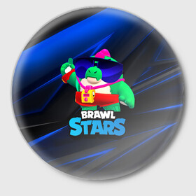 Значок с принтом Базз Buzz Brawl Stars в Кировске,  металл | круглая форма, металлическая застежка в виде булавки | brawl | brawl stars | brawlstars | brawl_stars | buz | buzz | баз | базз | бравл | бравлстарс | буз