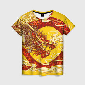 Женская футболка 3D с принтом Китайский Дракон, China Dragon в Кировске, 100% полиэфир ( синтетическое хлопкоподобное полотно) | прямой крой, круглый вырез горловины, длина до линии бедер | chinese dragon | dhina dragon | dragon | азиатский дракон | восточный дракон | дракон | китайские драконы | китайский дракон | красный дракон | традиционный китайский дракон | японский дракон