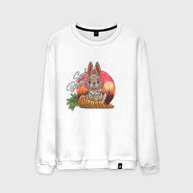 Мужской свитшот хлопок с принтом Sweet Bunny в Кировске, 100% хлопок |  | Тематика изображения на принте: закат | иллюстрация | крольченок | морковь | сладкий кролик