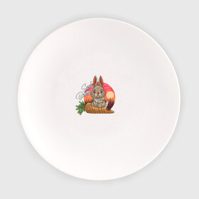 Тарелка с принтом Sweet Bunny в Кировске, фарфор | диаметр - 210 мм
диаметр для нанесения принта - 120 мм | закат | иллюстрация | крольченок | морковь | сладкий кролик