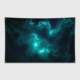 Флаг-баннер с принтом Галактическое сияние в Кировске, 100% полиэстер | размер 67 х 109 см, плотность ткани — 95 г/м2; по краям флага есть четыре люверса для крепления | арт | галактика | иллюстрация | млечный путь | сияние
