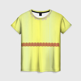 Женская футболка 3D с принтом Солнечное кружево в Кировске, 100% полиэфир ( синтетическое хлопкоподобное полотно) | прямой крой, круглый вырез горловины, длина до линии бедер | кружева | кружево | лето | поясок | солнце | стройнит