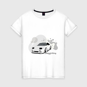 Женская футболка хлопок с принтом Keep drifting  в Кировске, 100% хлопок | прямой крой, круглый вырез горловины, длина до линии бедер, слегка спущенное плечо | 1jzgte | drift | jdm | jdmculture | nissan | sylvia | дрифт | ниссан | сильвия