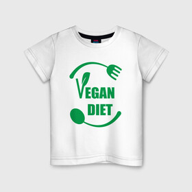 Детская футболка хлопок с принтом Vegan Diet в Кировске, 100% хлопок | круглый вырез горловины, полуприлегающий силуэт, длина до линии бедер | green | greenpaece | nature | sport | vegan | yoga | веган | вегетарианец | гринпис | диета | еда | животные | жизнь | здоровье | зеленый | йога | мир | овощи | пища | планета | природа | растение | спорт | тело | фрукты