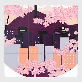 Магнитный плакат 3Х3 с принтом Seoul Tower With Woodblock в Кировске, Полимерный материал с магнитным слоем | 9 деталей размером 9*9 см | 3racha | bts | bts idol | drake | exid hot pink | ikon | kpop | seoul tower with woodblock style cherry blossoms south korea | sleepy baby wolf | stay gold | кейпоп | корейская музыка | корея | кпоп | поп
