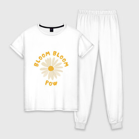 Женская пижама хлопок с принтом THE BOYZ Bloom Bloom Pow Cute  в Кировске, 100% хлопок | брюки и футболка прямого кроя, без карманов, на брюках мягкая резинка на поясе и по низу штанин | 3racha | bts | bts idol | drake | exid hot pink | ikon | kpop | sleepy baby wolf | stay gold | the boyz bloom bloom pow cute retro lyrics | кейпоп | корейская музыка | корея | кпоп | поп