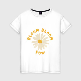 Женская футболка хлопок с принтом THE BOYZ Bloom Bloom Pow Cute  в Кировске, 100% хлопок | прямой крой, круглый вырез горловины, длина до линии бедер, слегка спущенное плечо | Тематика изображения на принте: 3racha | bts | bts idol | drake | exid hot pink | ikon | kpop | sleepy baby wolf | stay gold | the boyz bloom bloom pow cute retro lyrics | кейпоп | корейская музыка | корея | кпоп | поп