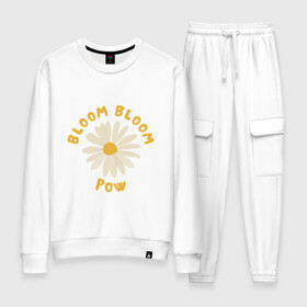 Женский костюм хлопок с принтом THE BOYZ Bloom Bloom Pow Cute  в Кировске, 100% хлопок | на свитшоте круглая горловина, мягкая резинка по низу. Брюки заужены к низу, на них два вида карманов: два 