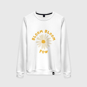 Женский свитшот хлопок с принтом THE BOYZ Bloom Bloom Pow Cute  в Кировске, 100% хлопок | прямой крой, круглый вырез, на манжетах и по низу широкая трикотажная резинка  | 3racha | bts | bts idol | drake | exid hot pink | ikon | kpop | sleepy baby wolf | stay gold | the boyz bloom bloom pow cute retro lyrics | кейпоп | корейская музыка | корея | кпоп | поп