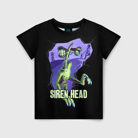 Детская футболка 3D с принтом СИРЕНОГОЛОВЫЙ  SIREN HEAD в Кировске, 100% гипоаллергенный полиэфир | прямой крой, круглый вырез горловины, длина до линии бедер, чуть спущенное плечо, ткань немного тянется | siren head | игра | монстр | сиреноголовый | существо | хоррор