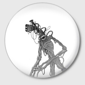 Значок с принтом SIREN HEAD РИСУНОК в Кировске,  металл | круглая форма, металлическая застежка в виде булавки | siren head | игра | монстр | сиреноголовый | существо | хоррор