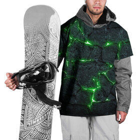 Накидка на куртку 3D с принтом ЗЕЛЁНОЕ ИЗЛУЧЕНИЕ в Кировске, 100% полиэстер |  | иллюстрация | камни | неон | свечение | текстура | трещина | щель