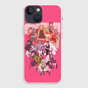 Чехол для iPhone 13 mini с принтом Slayers on pink в Кировске,  |  | anime | kimetsu no yaiba | аниме | анимэ | клинок рассекающий демонов