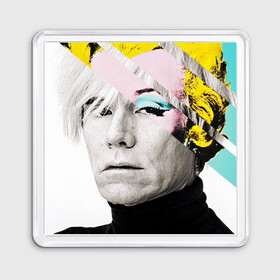 Магнит 55*55 с принтом Энди Уорхол | Andy Warhol в Кировске, Пластик | Размер: 65*65 мм; Размер печати: 55*55 мм | andy warhol | художник | энди уорхол