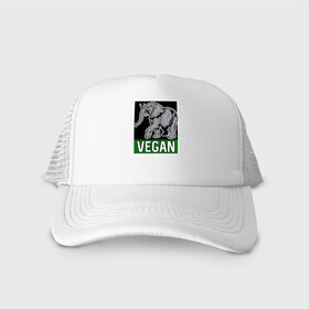 Кепка тракер с сеткой с принтом Vegan Elephant в Кировске, трикотажное полотно; задняя часть — сетка | длинный козырек, универсальный размер, пластиковая застежка | elephant | green | greenpaece | nature | sport | vegan | yoga | веган | вегетарианец | гринпис | еда | животные | жизнь | здоровье | зеленый | йога | мир | овощи | пища | планета | природа | растение | слон | спорт | тело | фрукты