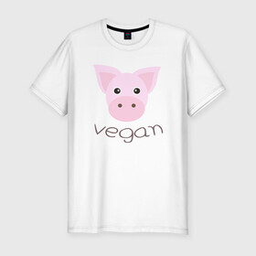 Мужская футболка хлопок Slim с принтом Pig Vegan в Кировске, 92% хлопок, 8% лайкра | приталенный силуэт, круглый вырез ворота, длина до линии бедра, короткий рукав | Тематика изображения на принте: green | greenpaece | nature | pig | sport | vegan | yoga | веган | вегетарианец | гринпис | еда | животные | жизнь | здоровье | зеленый | йога | мир | овощи | пища | планета | природа | растение | свинья | спорт | тело | фрукты