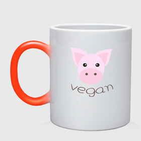 Кружка хамелеон с принтом Pig Vegan в Кировске, керамика | меняет цвет при нагревании, емкость 330 мл | green | greenpaece | nature | pig | sport | vegan | yoga | веган | вегетарианец | гринпис | еда | животные | жизнь | здоровье | зеленый | йога | мир | овощи | пища | планета | природа | растение | свинья | спорт | тело | фрукты