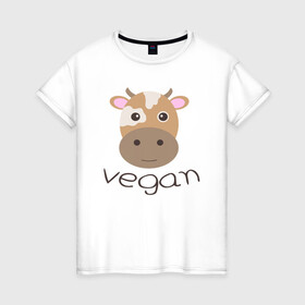 Женская футболка хлопок с принтом Vegan Cow в Кировске, 100% хлопок | прямой крой, круглый вырез горловины, длина до линии бедер, слегка спущенное плечо | Тематика изображения на принте: cow | green | greenpaece | nature | sport | vegan | yoga | веган | вегетарианец | гринпис | еда | животные | жизнь | здоровье | зеленый | йога | корова | мир | овощи | пища | планета | природа | растение | спорт | тело | фрукты