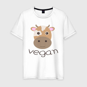 Мужская футболка хлопок с принтом Vegan Cow в Кировске, 100% хлопок | прямой крой, круглый вырез горловины, длина до линии бедер, слегка спущенное плечо. | Тематика изображения на принте: cow | green | greenpaece | nature | sport | vegan | yoga | веган | вегетарианец | гринпис | еда | животные | жизнь | здоровье | зеленый | йога | корова | мир | овощи | пища | планета | природа | растение | спорт | тело | фрукты