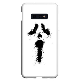 Чехол для Samsung S10E с принтом Крик - Ghost Face в Кировске, Силикон | Область печати: задняя сторона чехла, без боковых панелей | chill kill | dbd | ghost face | horror | scary movie | scream | scream mask | wasup | wazap | wazup | whats up | вазап | васап | краска | крик | маска крика | очень страшное кино | призрачное лицо | пятна | страшное кино | телефон | триллер | ужа