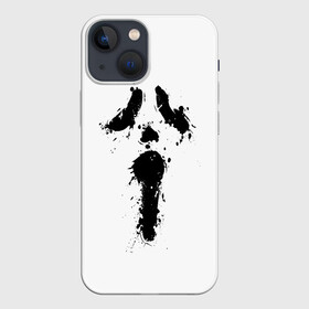 Чехол для iPhone 13 mini с принтом Крик   Ghost Face в Кировске,  |  | chill kill | dbd | ghost face | horror | scary movie | scream | scream mask | wasup | wazap | wazup | whats up | вазап | васап | краска | крик | маска крика | очень страшное кино | призрачное лицо | пятна | страшное кино | телефон | триллер | ужа